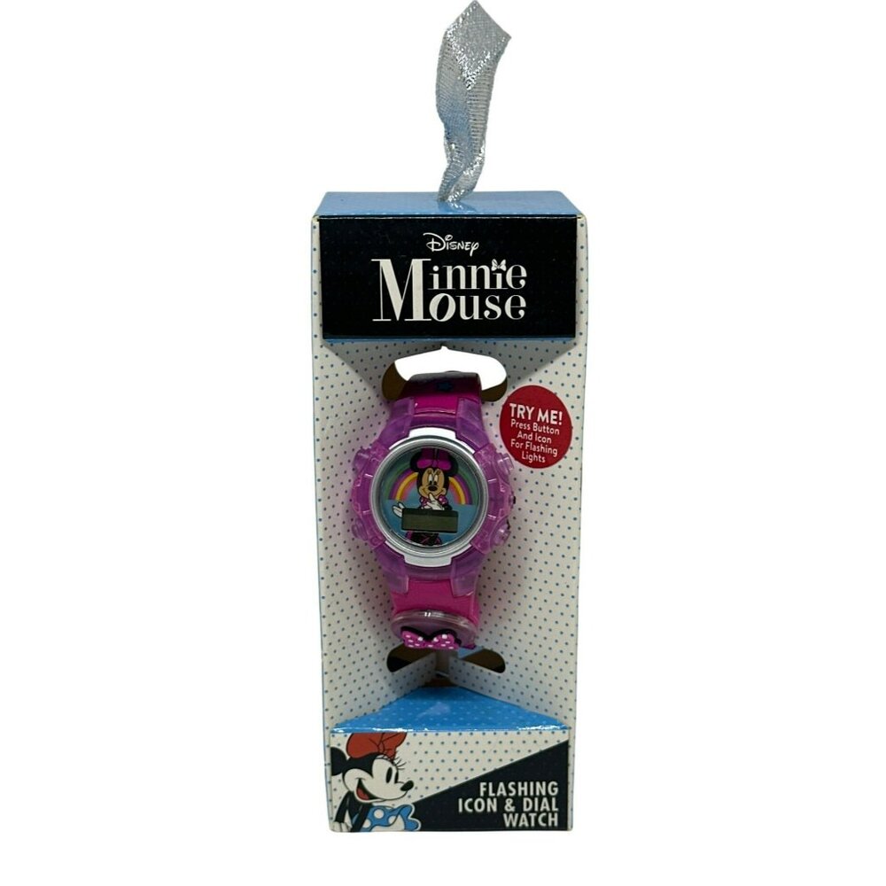 NWF Disney Minnie Mouse Girls Flashing Icon &‎ Dial LCD Watch, (Need Batteries)